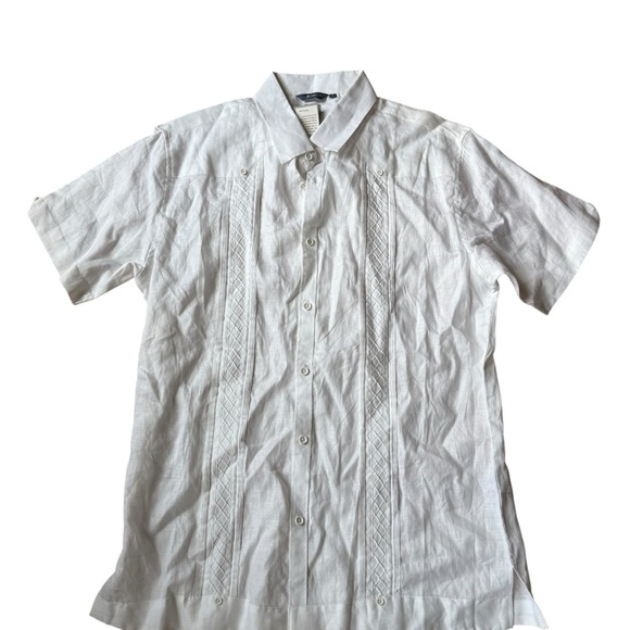 Bohio Breeze Men’s L White 100% Linen Short Sleeve Button Shirt Beach Resort - Picture 3 of 13